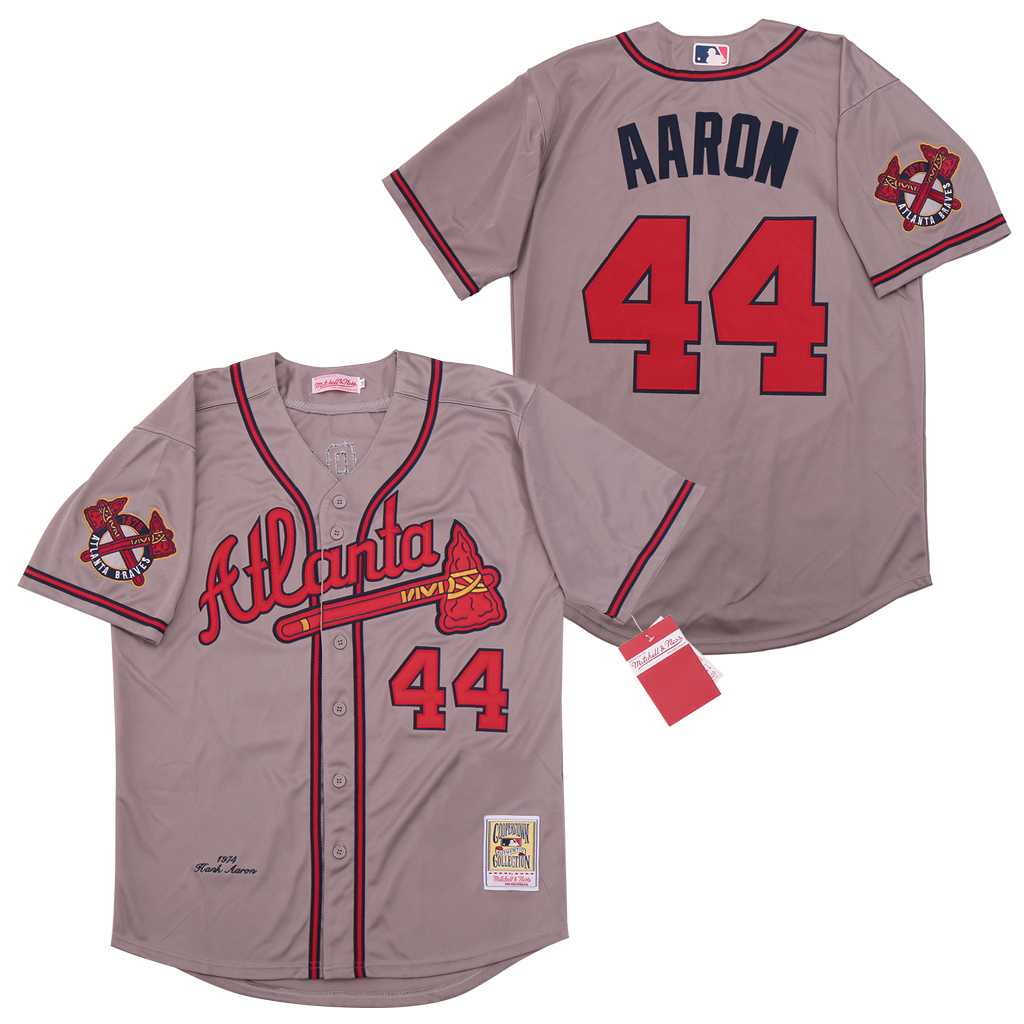 Braves 44 Hank Aaron Gray 1974 Cooperstown Collection Jersey,We sell and wholesale Braves 44 Hank Aaron Gray 1974 Cooperstown Collection Jersey on line form chian!